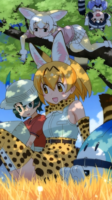 けものフレンズ【サーバル,かばん,ラッキービースト,フェネック,アライグマ】iPhone7 PLUS(1080 x 1920) 壁紙 116018
