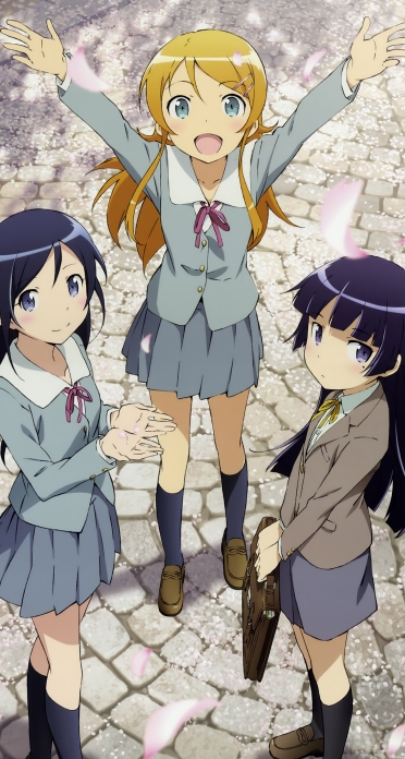 俺の妹がこんなに可愛いわけがない 新垣あやせ 高坂桐乃 五更瑠璃 Iphone5 744 1392 壁紙 Wallpaperboys Com