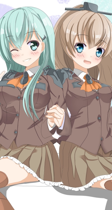 艦隊これくしょん 艦これ 鈴谷 熊野 Iphone5 744 1392 壁紙 Wallpaperboys Com