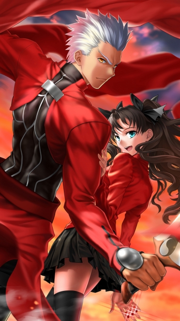 Fate Stay Night Fate Stay Night Unlimited Blade Works アーチャー 遠坂凛 Iphone6 750 X 1334 壁紙 Wallpaperboys Com